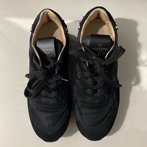 Valentino Rockstud suede w/ nylon camo sneakers, size 36 1/2